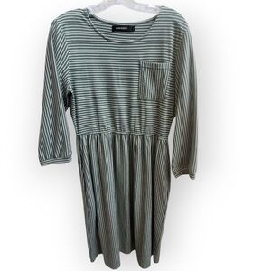 Merokeety Green Striped Long Sleeve Dress‎